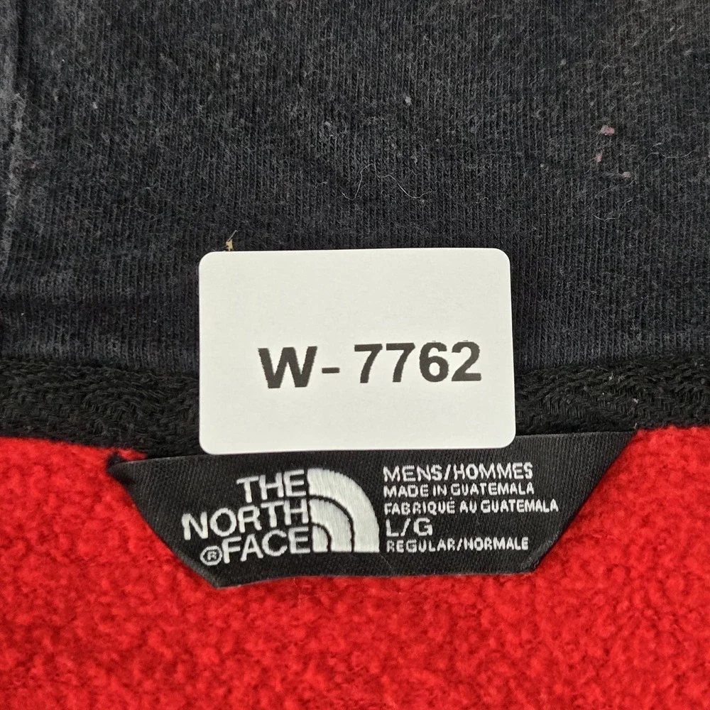 The North Face Men Hoodie L Red Fleece Logo‎ Activewear Zipper Long Sleeve